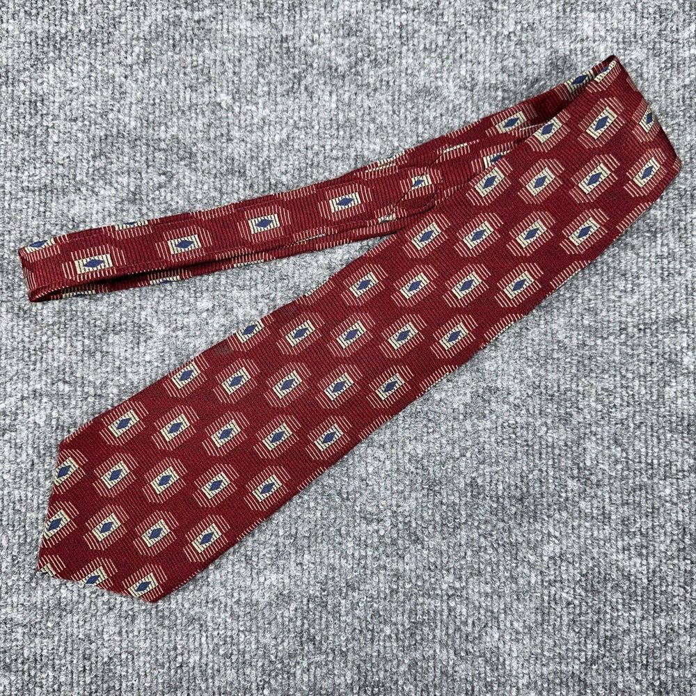 Countess Mara Neck Tie Mens Red Blue Geometric Silk Art Deco USA Vintage